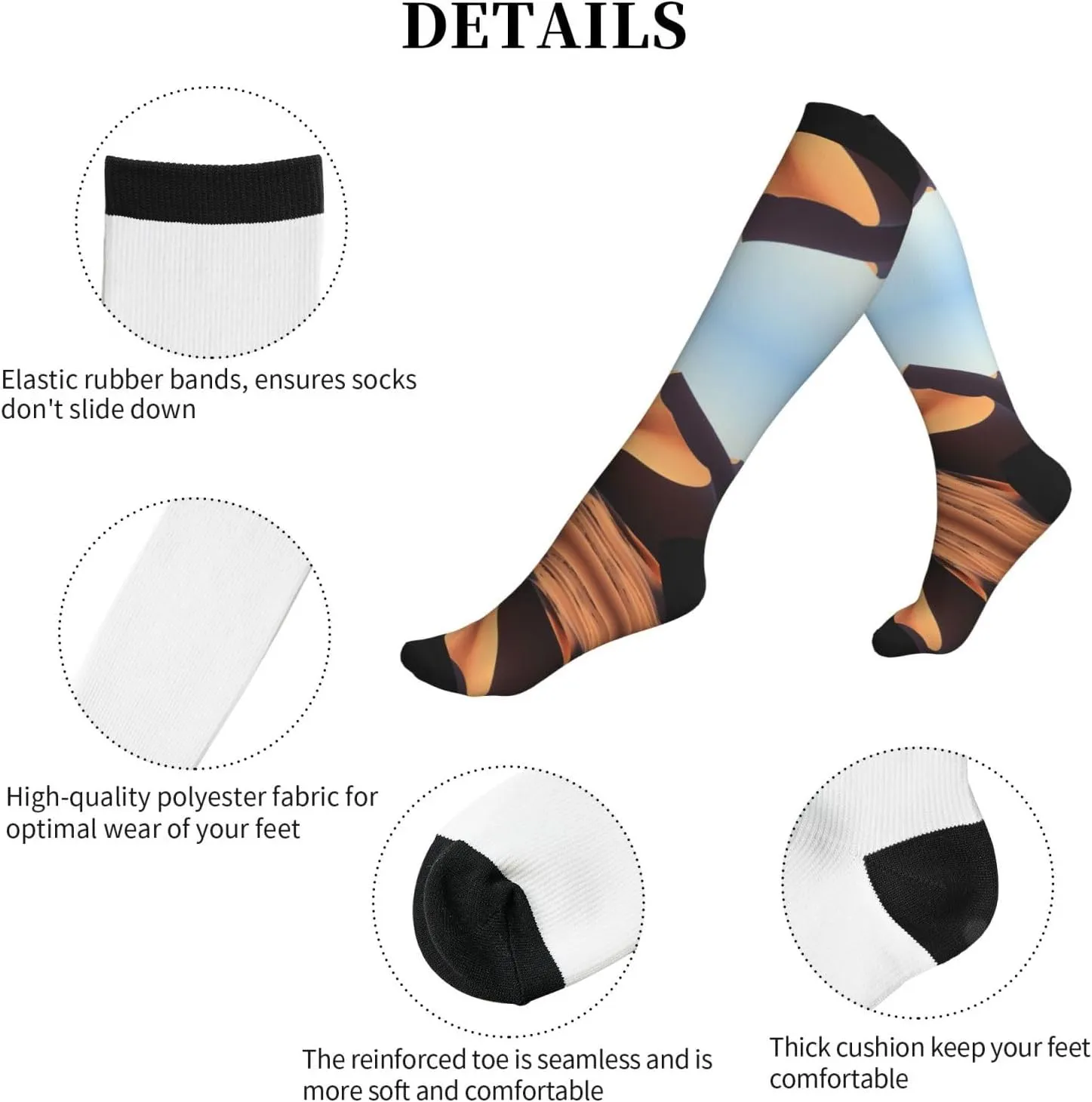 Sand Dunes Print Circulation Compression Socks For Plantar Fasciitis Edema And Post Surgery