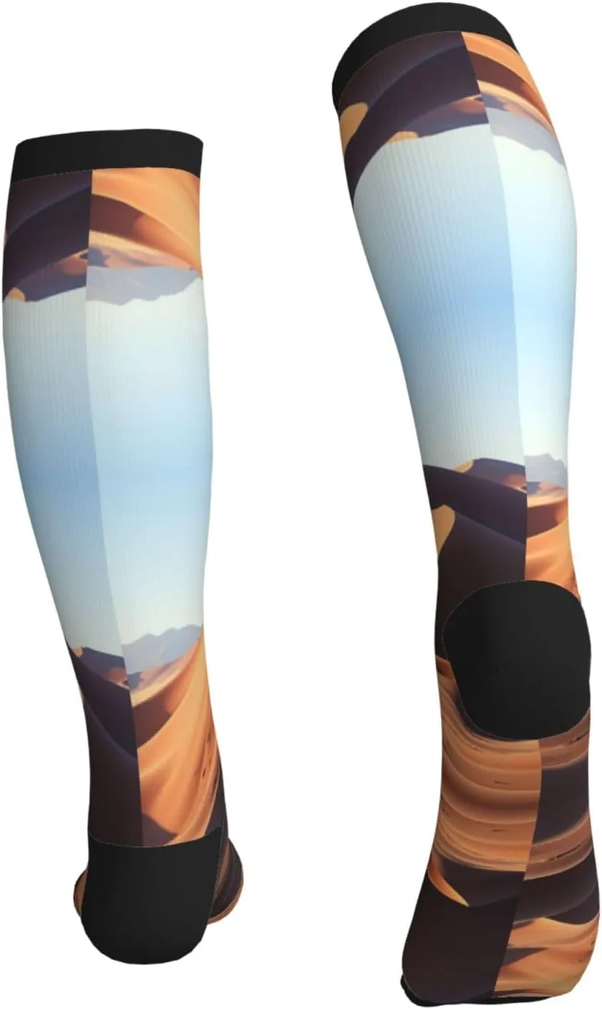 Sand Dunes Print Circulation Compression Socks For Plantar Fasciitis Edema And Post Surgery