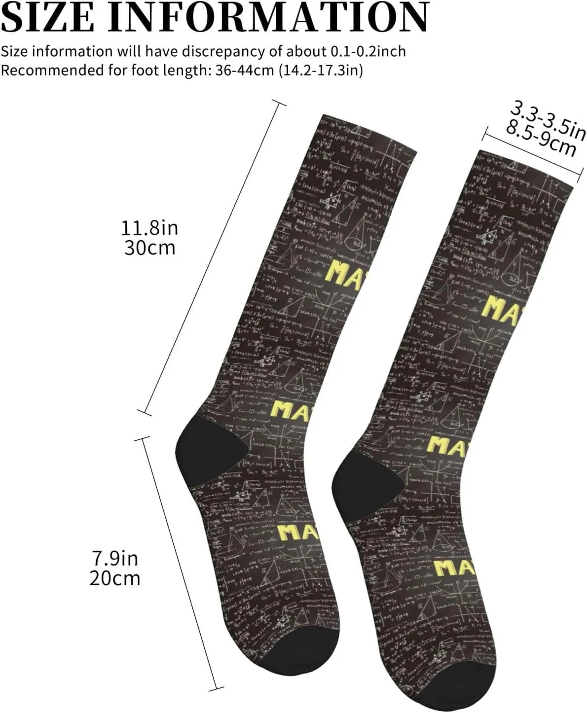school math Print Circulation Compression Socks For Plantar Fasciitis Edema And Post Surgery