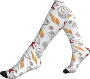 Shell Starfish Print Circulation Compression Socks For Plantar Fasciitis Edema And Post Surgery