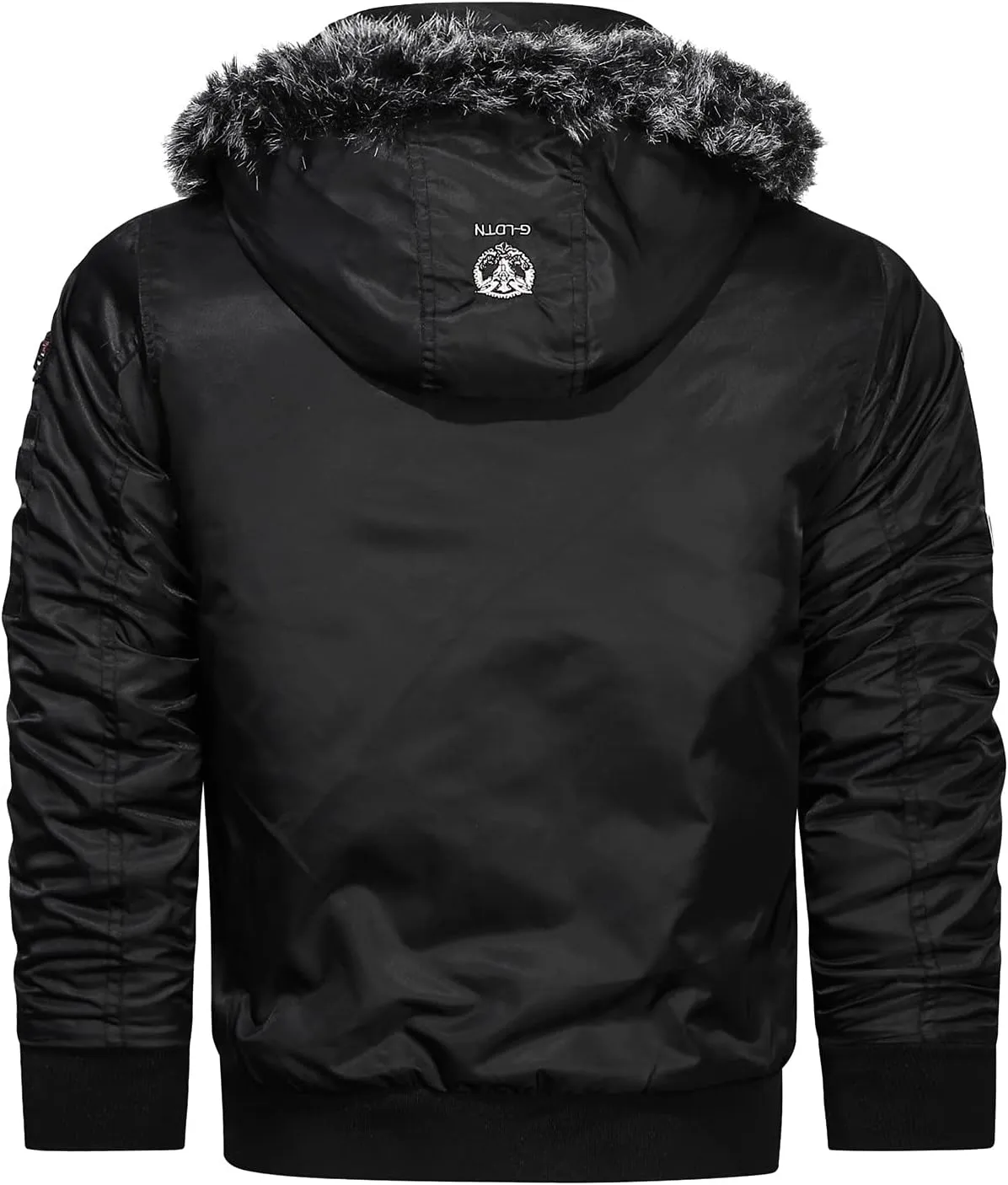 Sherpa Lined Hooded Bomber Jackets for Men Slim Fit Military Jacket with Zipper Pocket Windproof Hoodie Jacket
