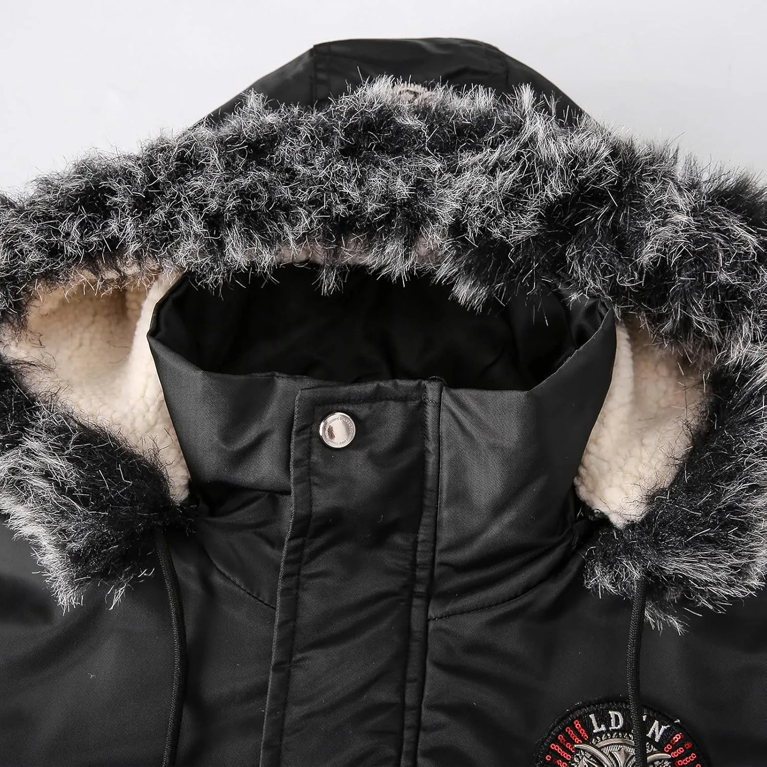 Sherpa Lined Hooded Bomber Jackets for Men Slim Fit Military Jacket with Zipper Pocket Windproof Hoodie Jacket
