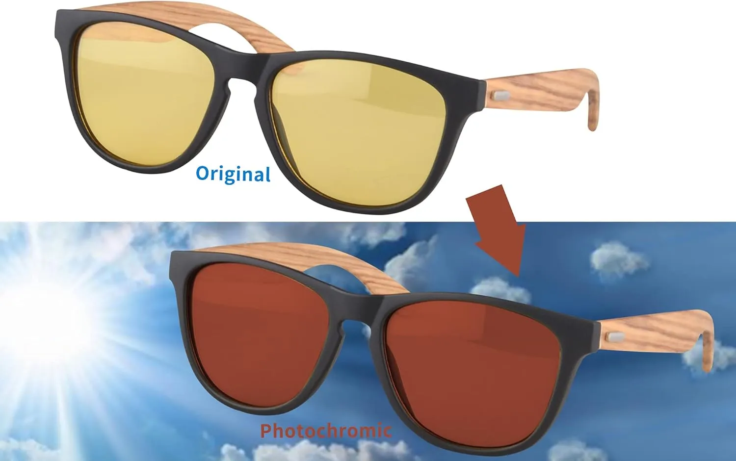 SHINU Polarized Photochromic Fishing Sunglasses Night Vision Blue Light Blocking Glasses-6100/148