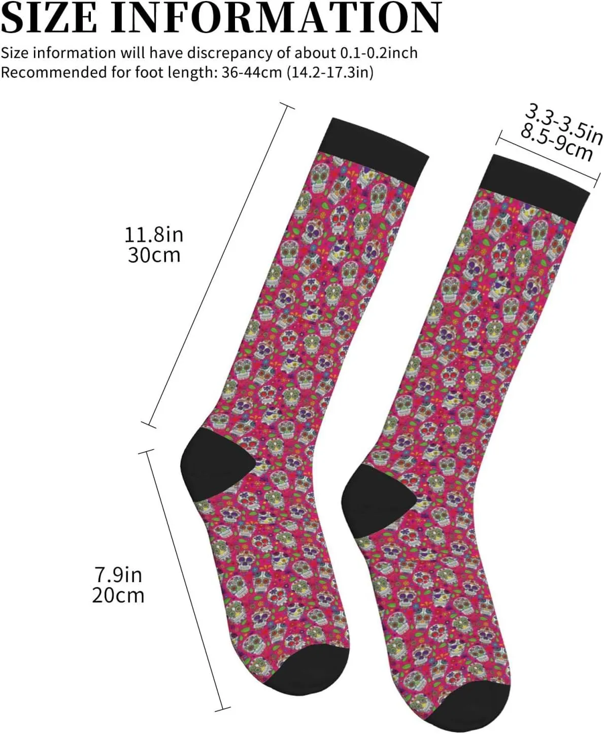 Skull and Green Leaves Print Circulation Compression Socks For Plantar Fasciitis Edema And Post Surgery