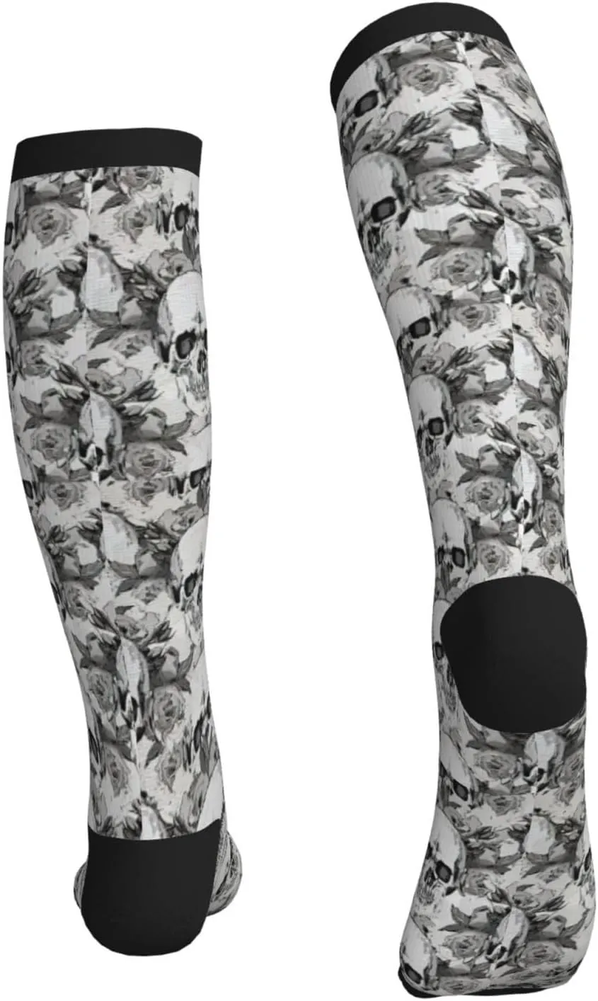 Skull Skeleton Print Circulation Compression Socks For Plantar Fasciitis Edema And Post Surgery