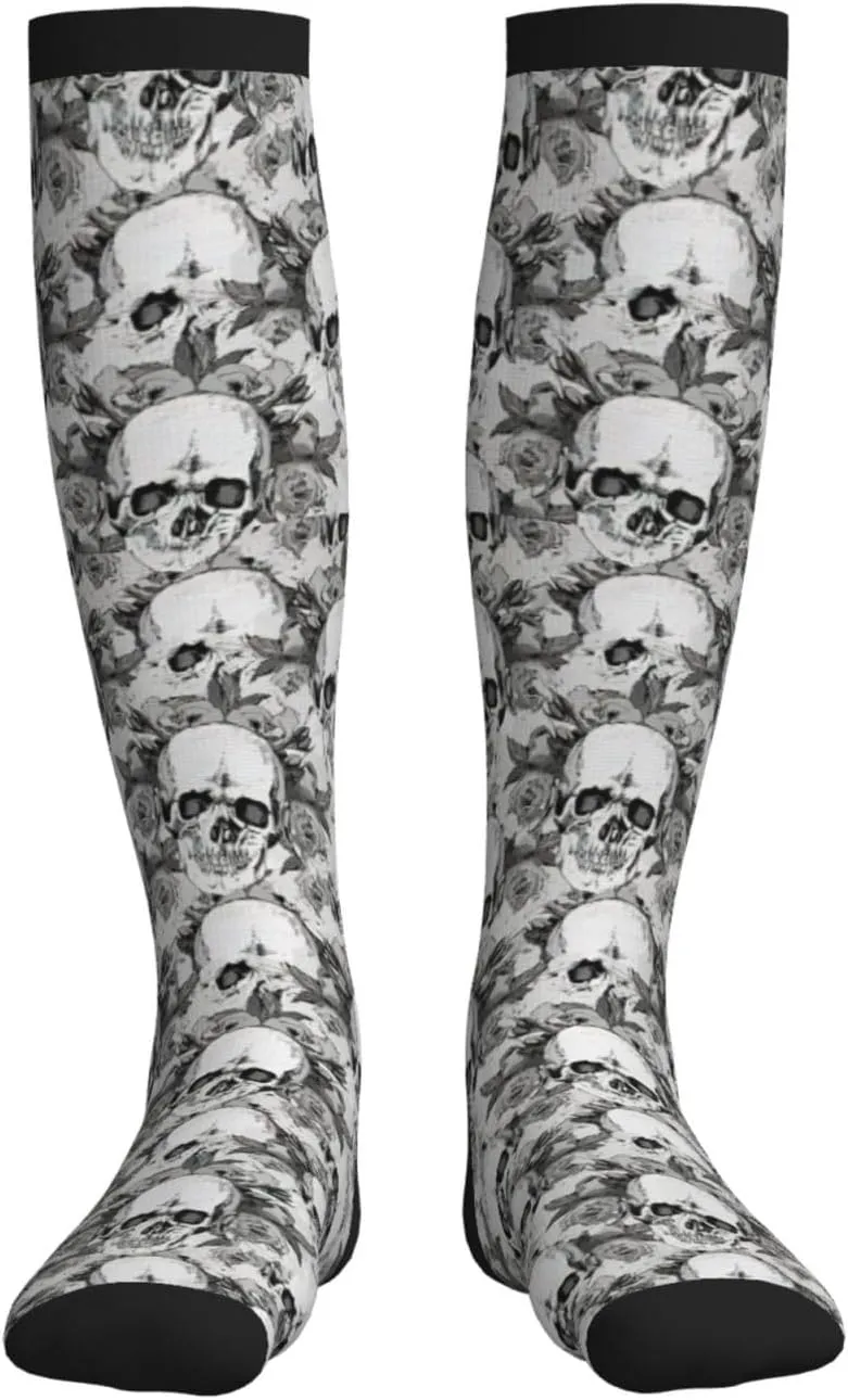 Skull Skeleton Print Circulation Compression Socks For Plantar Fasciitis Edema And Post Surgery