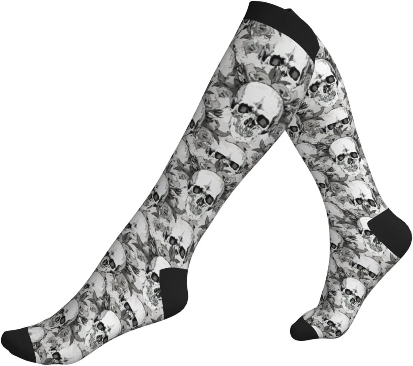 Skull Skeleton Print Circulation Compression Socks For Plantar Fasciitis Edema And Post Surgery