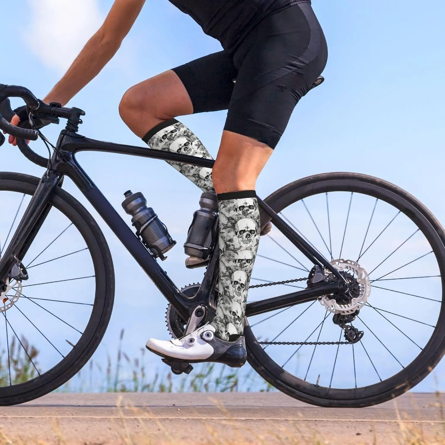 Skull Skeleton Print Circulation Compression Socks For Plantar Fasciitis Edema And Post Surgery
