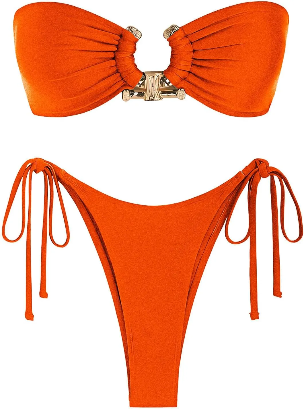 Solid Color Bikini Set for Women Push Up V Neck Swimsuit High Waist Bathing Suit Swimwear Set Swimming Suit