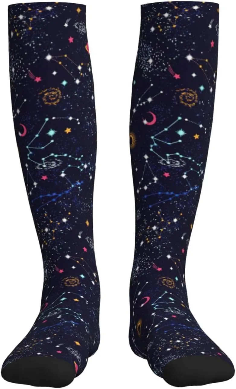 Star Constellation Map Print Circulation Compression Socks For Plantar Fasciitis Edema And Post Surgery
