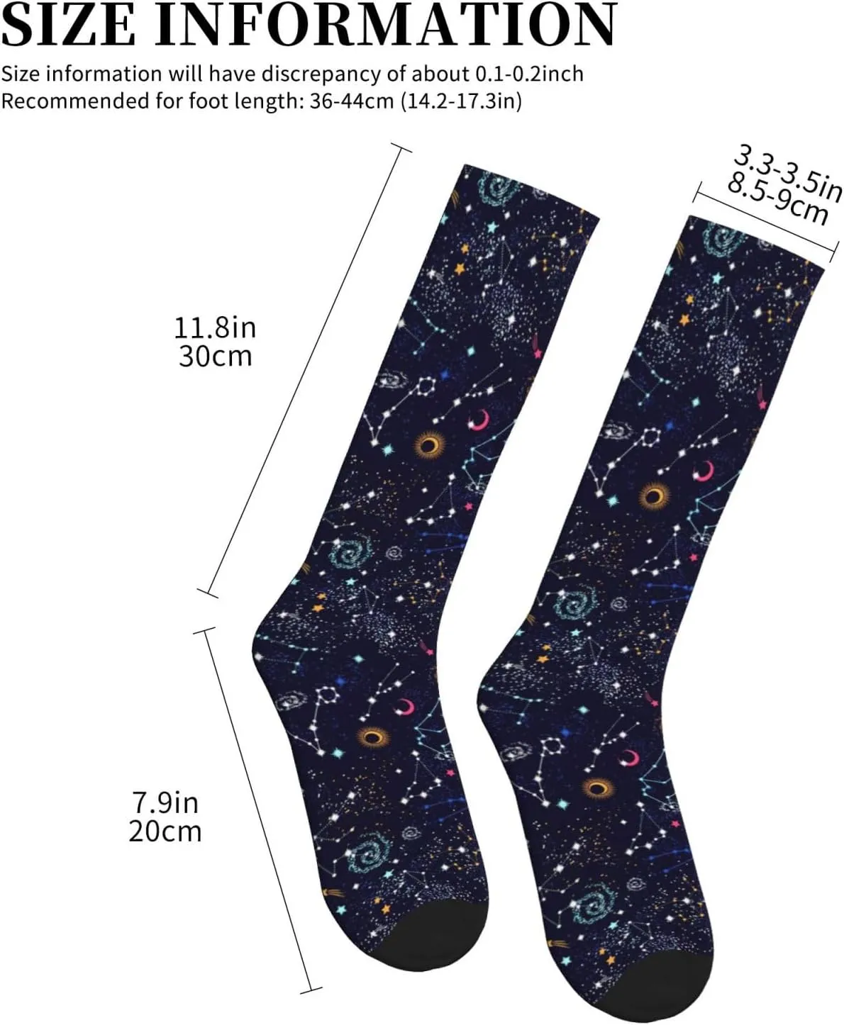 Star Constellation Map Print Circulation Compression Socks For Plantar Fasciitis Edema And Post Surgery