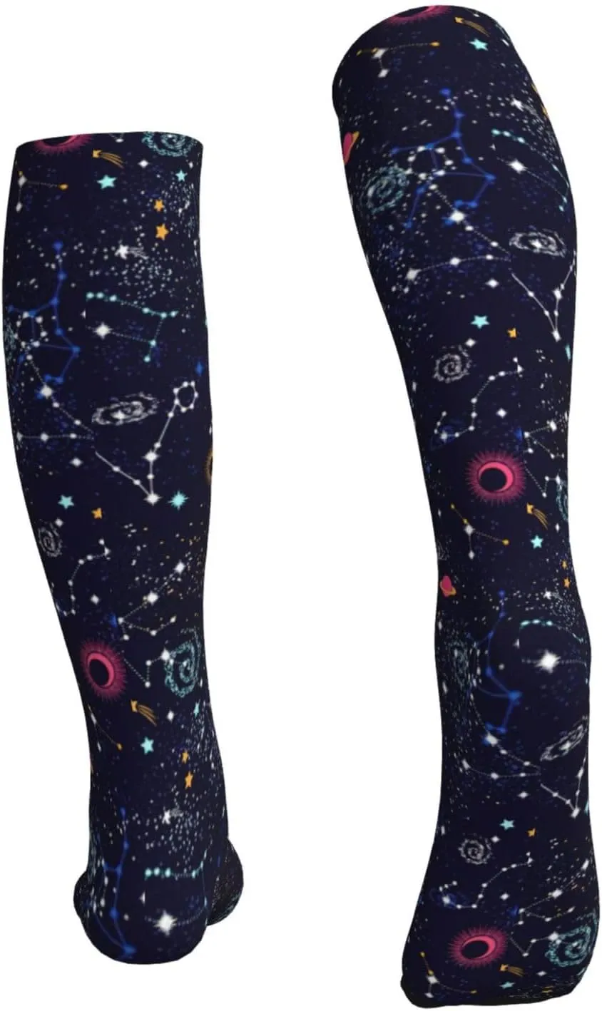 Star Constellation Map Print Circulation Compression Socks For Plantar Fasciitis Edema And Post Surgery