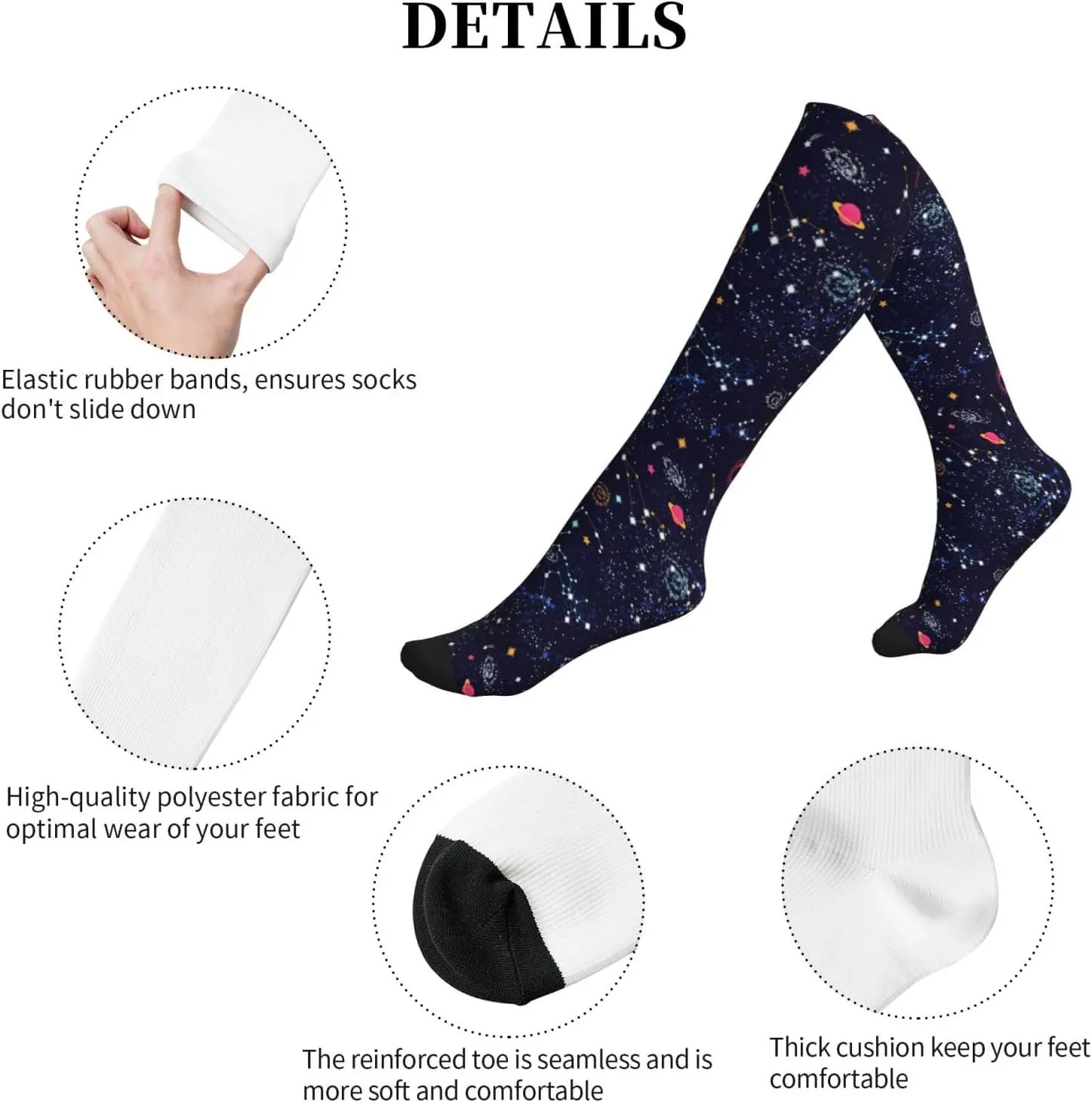 Star Constellation Map Print Circulation Compression Socks For Plantar Fasciitis Edema And Post Surgery