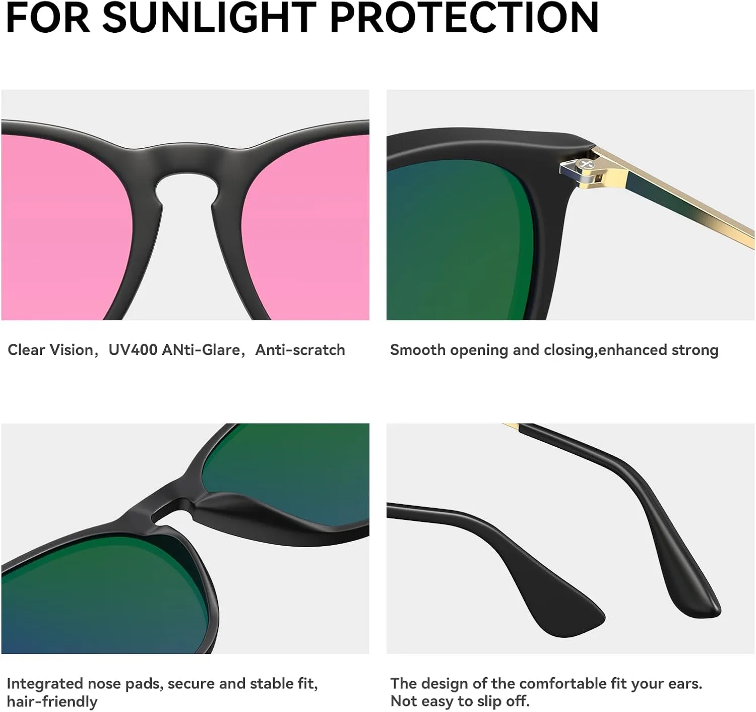 STGATN Vintage Round Sunglasses for Women Polarized UV Protection, Trendy Retro Designer Style ST028