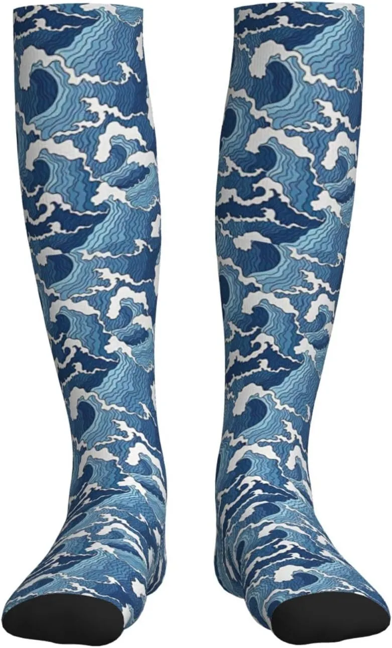 Stormy Sea Print Circulation Compression Socks For Plantar Fasciitis Edema And Post Surgery