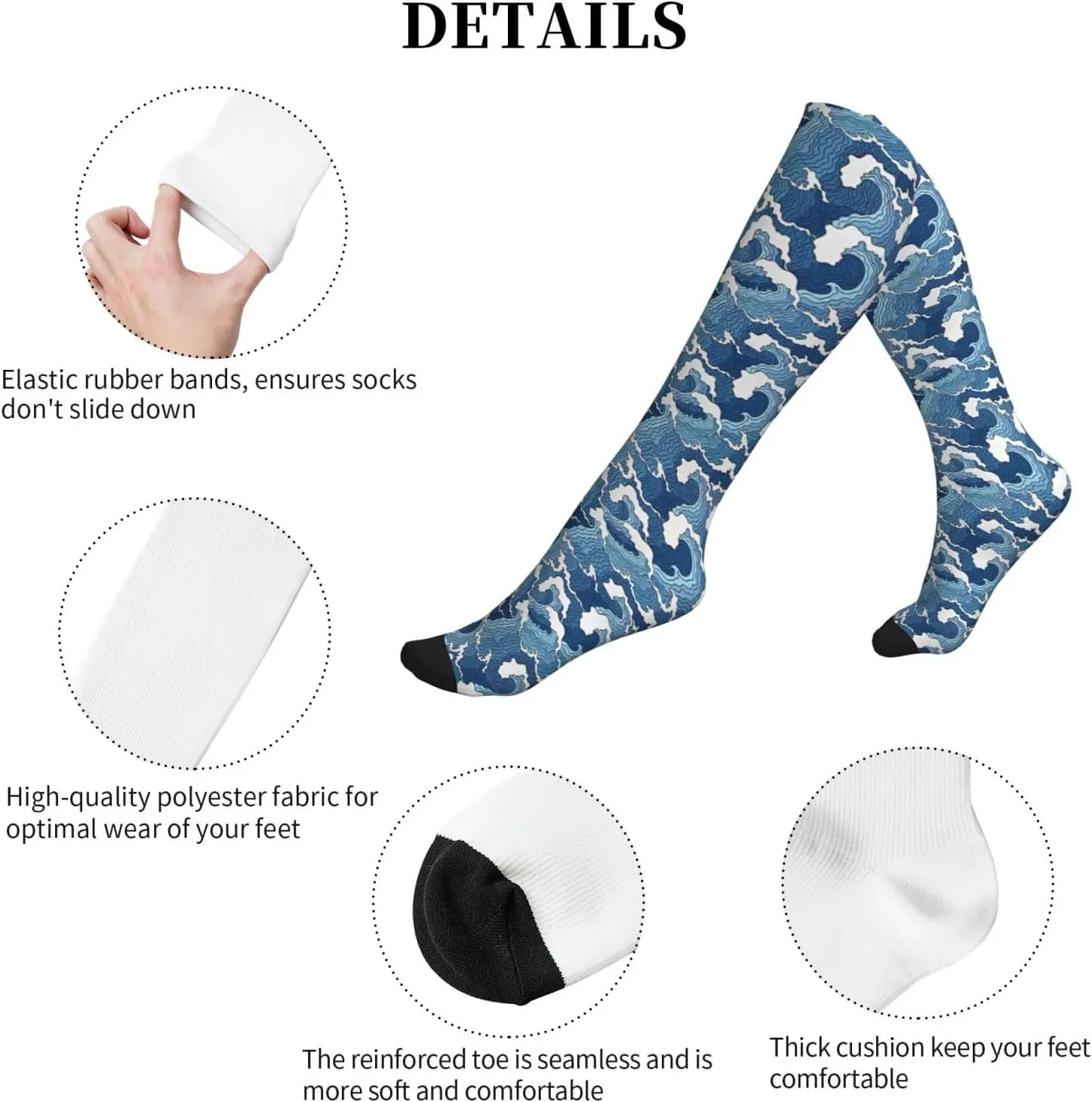 Stormy Sea Print Circulation Compression Socks For Plantar Fasciitis Edema And Post Surgery
