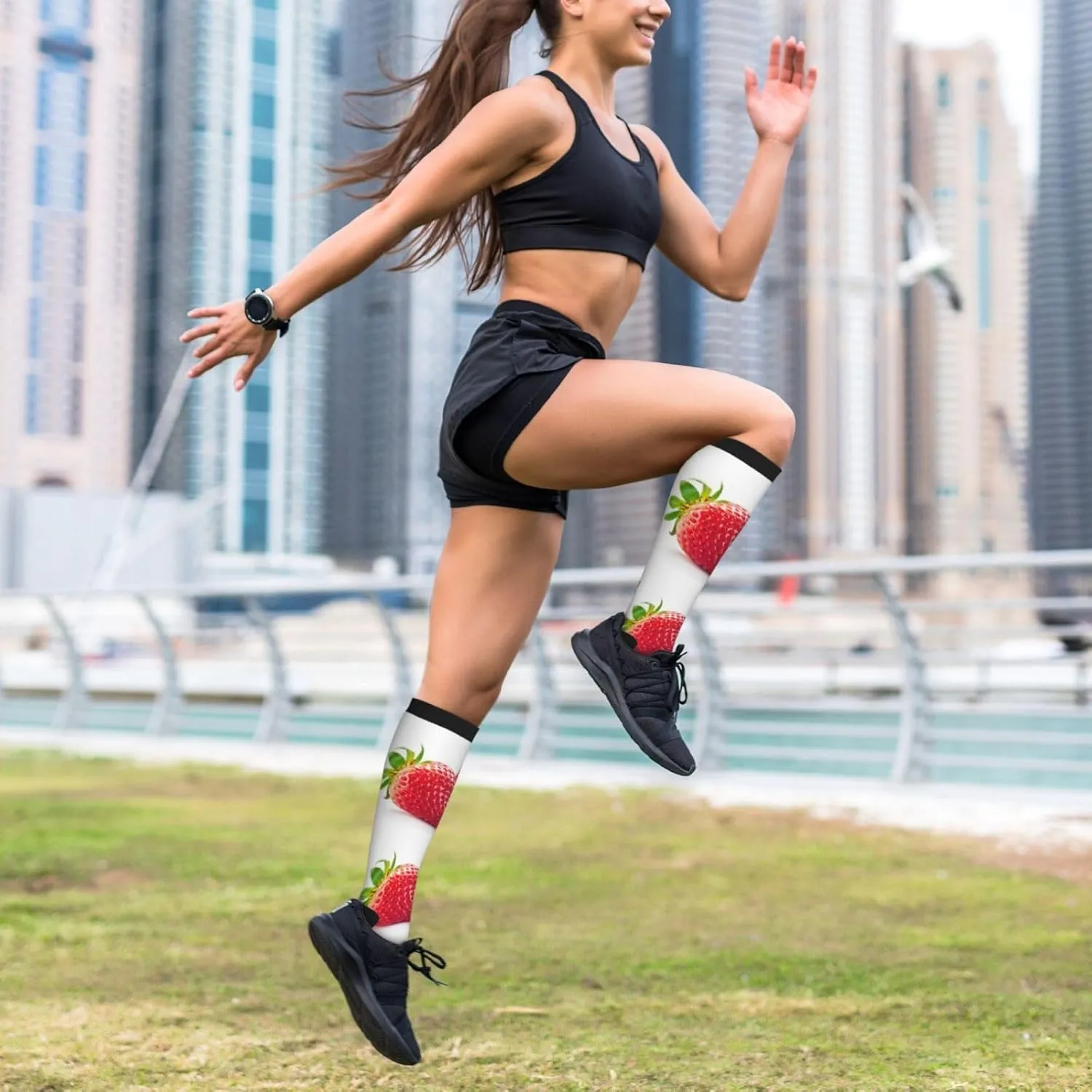 Strawberry Print Circulation Compression Socks For Plantar Fasciitis Edema And Post Surgery