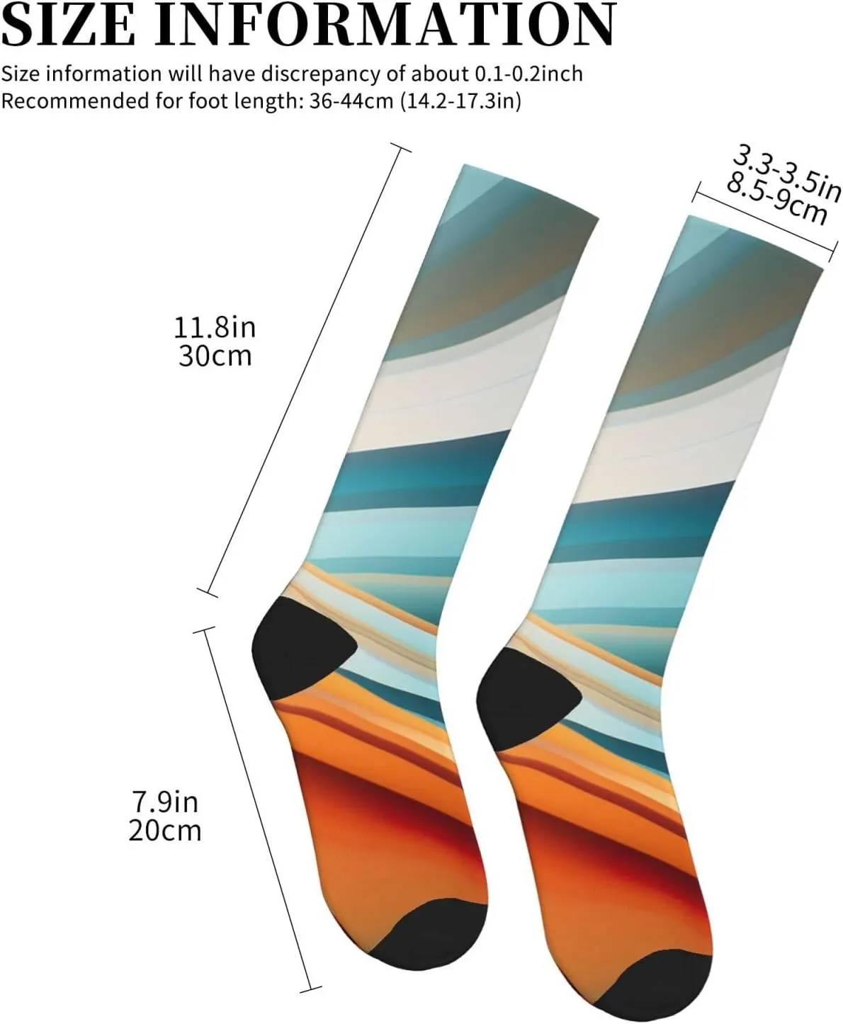 Striped Print Circulation Compression Socks For Plantar Fasciitis Edema And Post Surgery