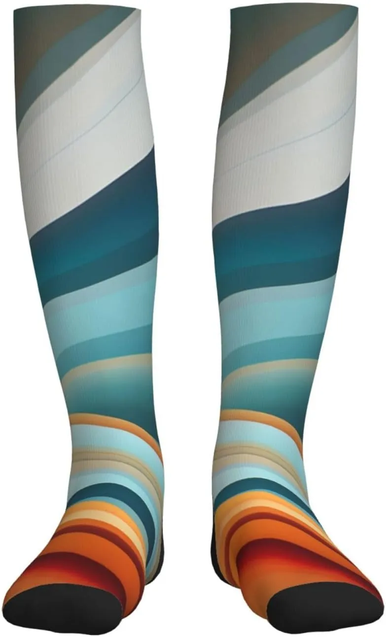 Striped Print Circulation Compression Socks For Plantar Fasciitis Edema And Post Surgery