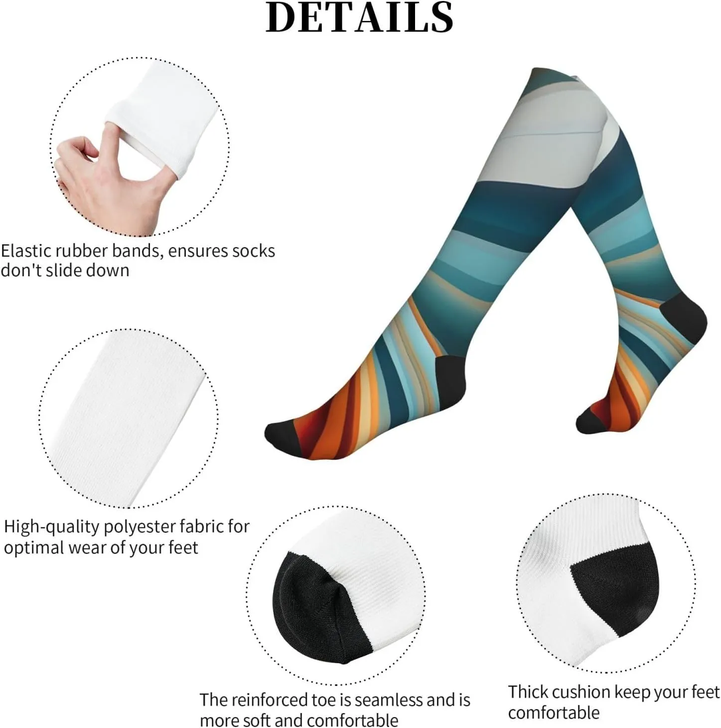 Striped Print Circulation Compression Socks For Plantar Fasciitis Edema And Post Surgery
