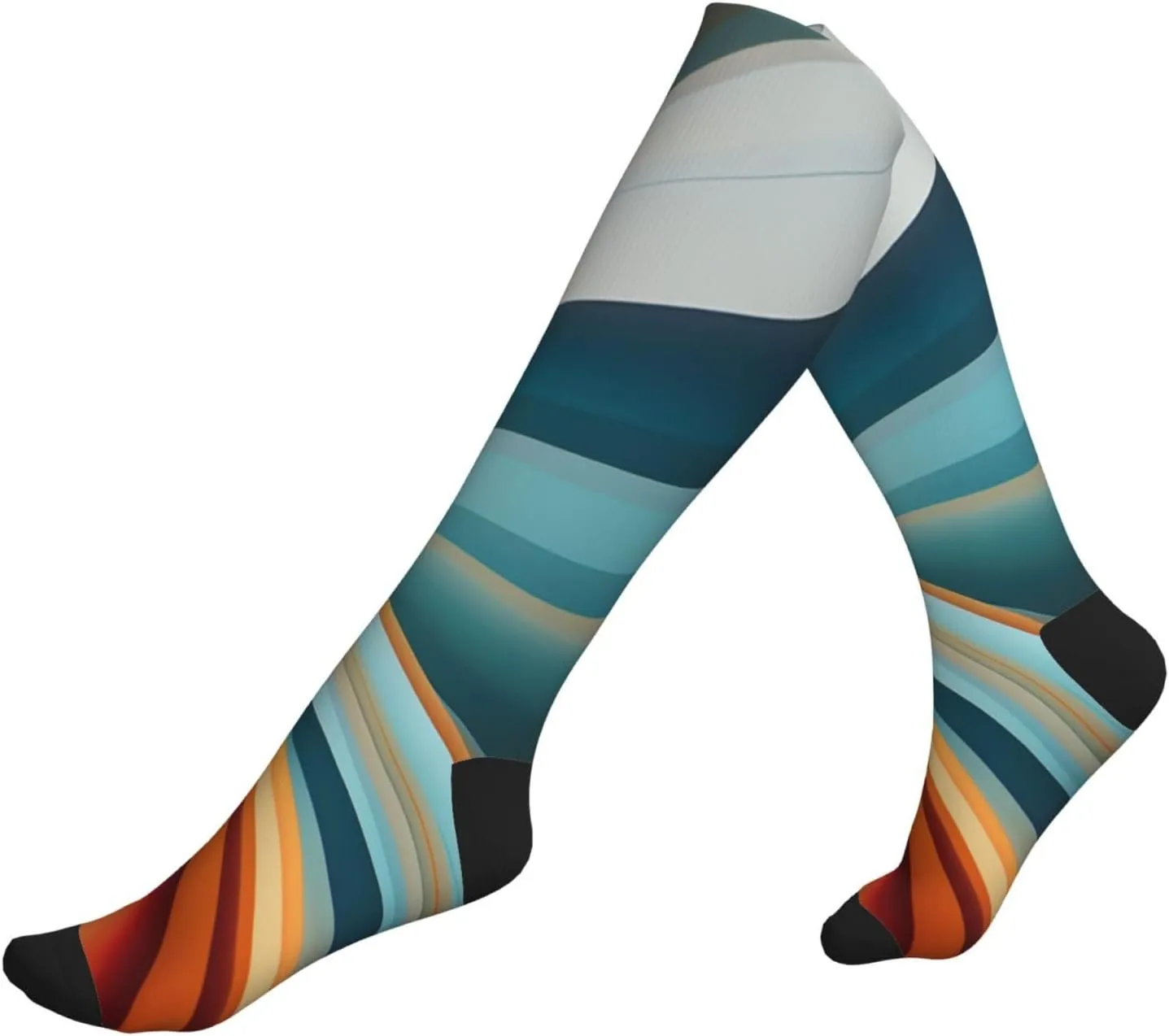 Striped Print Circulation Compression Socks For Plantar Fasciitis Edema And Post Surgery