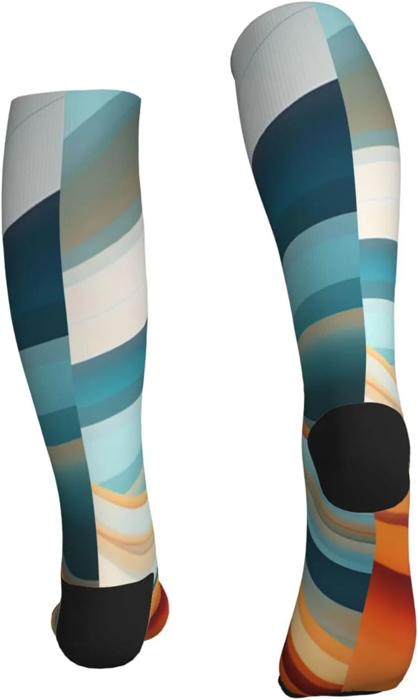Striped Print Circulation Compression Socks For Plantar Fasciitis Edema And Post Surgery
