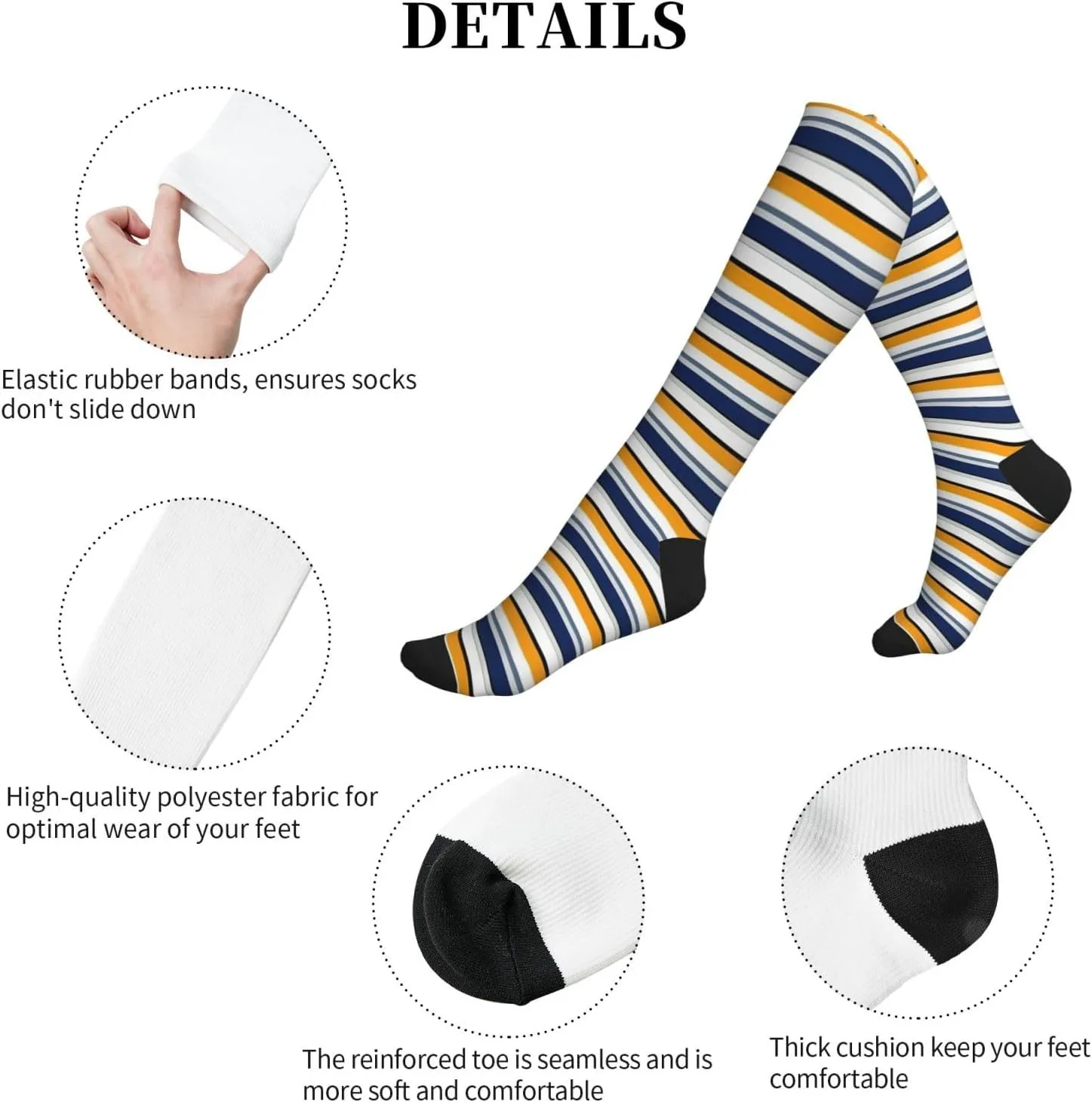 Striped Print Circulation Compression Socks For Plantar Fasciitis Edema And Post Surgery