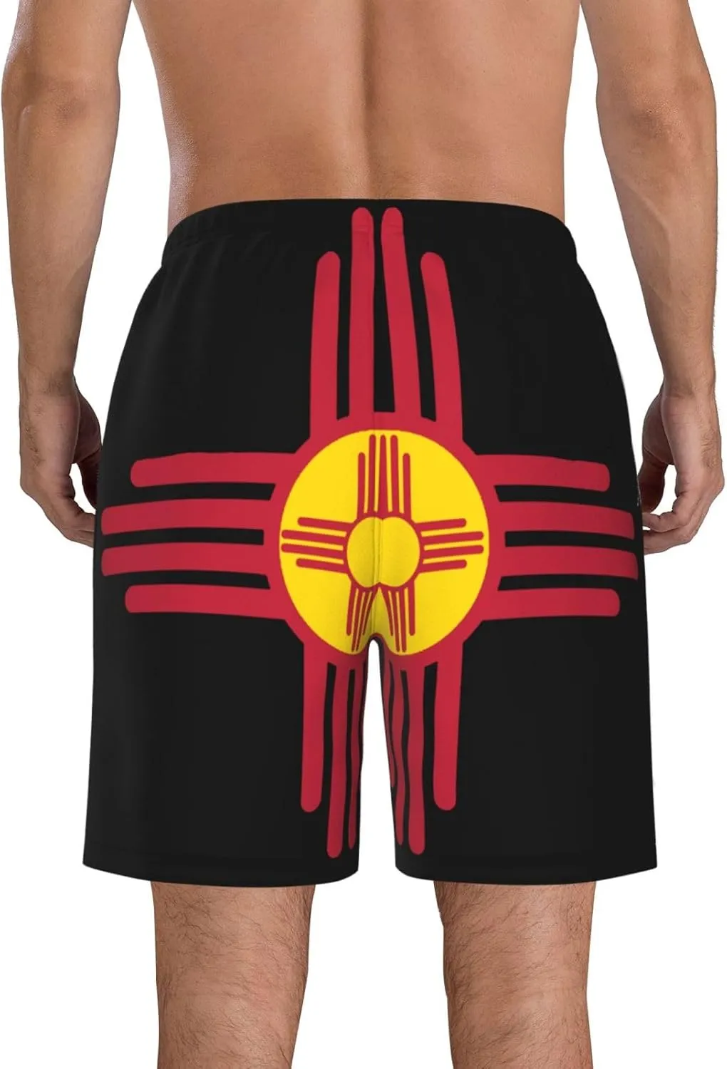 Sun Zia Pueblo New Mexico Sun Men's Swim Trunks Quick Dry Swimwear Beach Shorts with Mesh Lining and Pockets