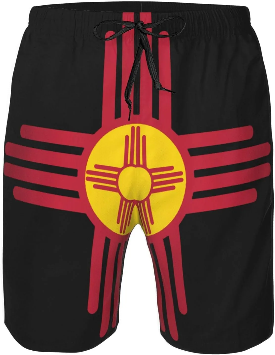 Sun Zia Pueblo New Mexico Sun Men's Swim Trunks Quick Dry Swimwear Beach Shorts with Mesh Lining and Pockets
