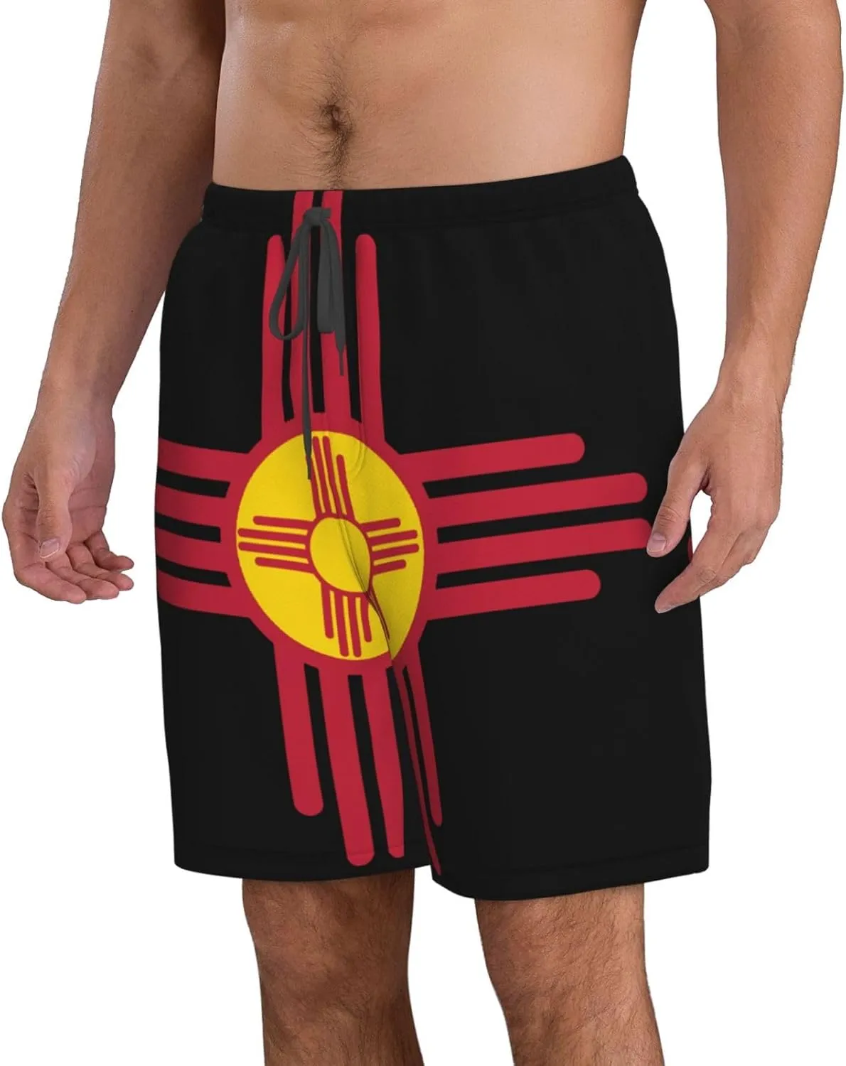 Sun Zia Pueblo New Mexico Sun Men's Swim Trunks Quick Dry Swimwear Beach Shorts with Mesh Lining and Pockets