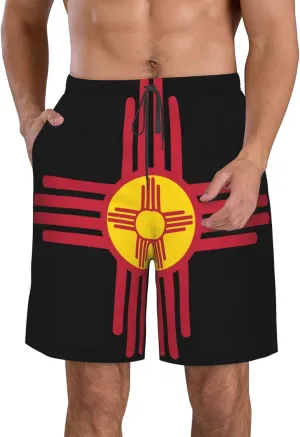 Sun Zia Pueblo New Mexico Sun Men's Swim Trunks Quick Dry Swimwear Beach Shorts with Mesh Lining and Pockets