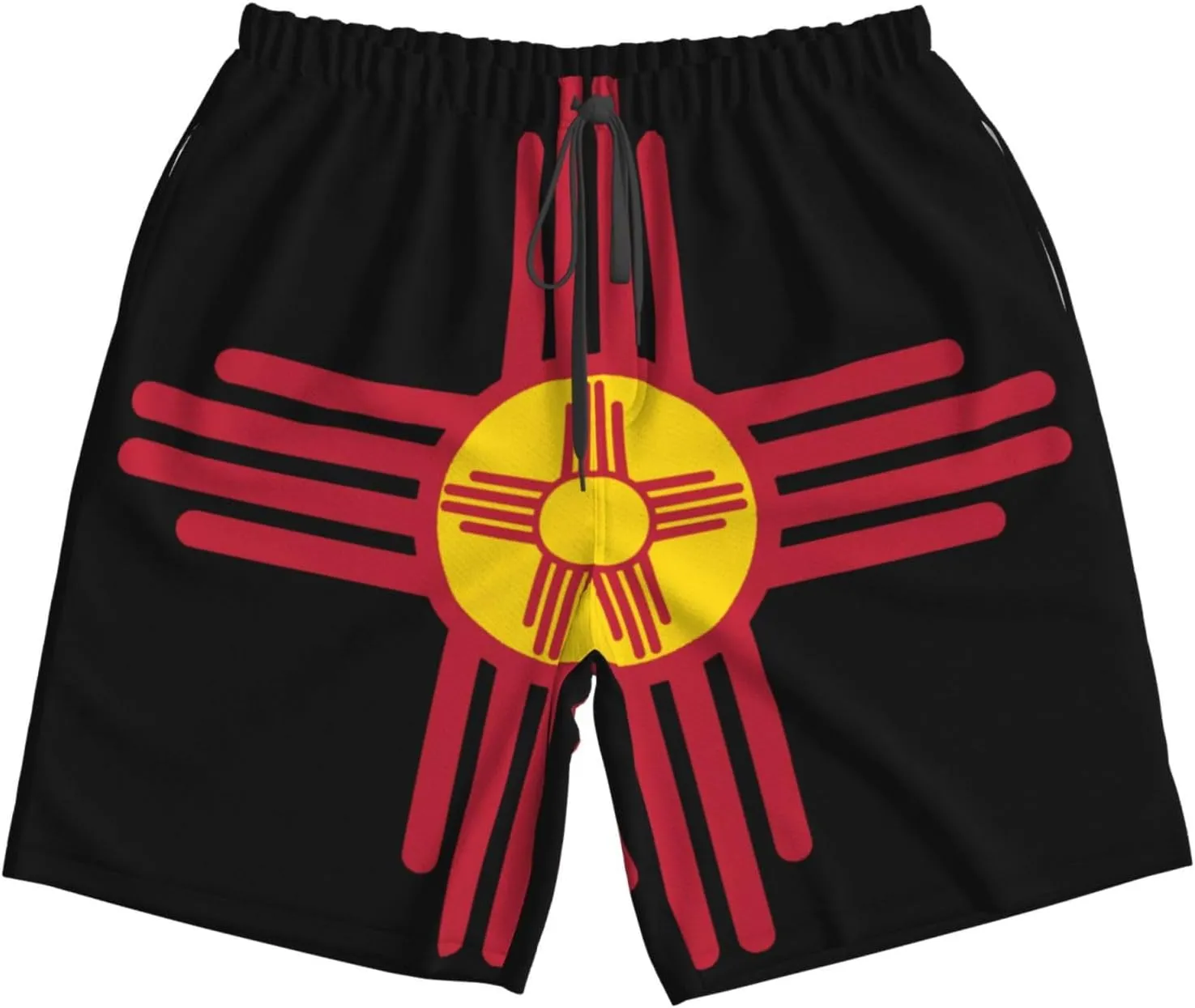Sun Zia Pueblo New Mexico Sun Men's Swim Trunks Quick Dry Swimwear Beach Shorts with Mesh Lining and Pockets
