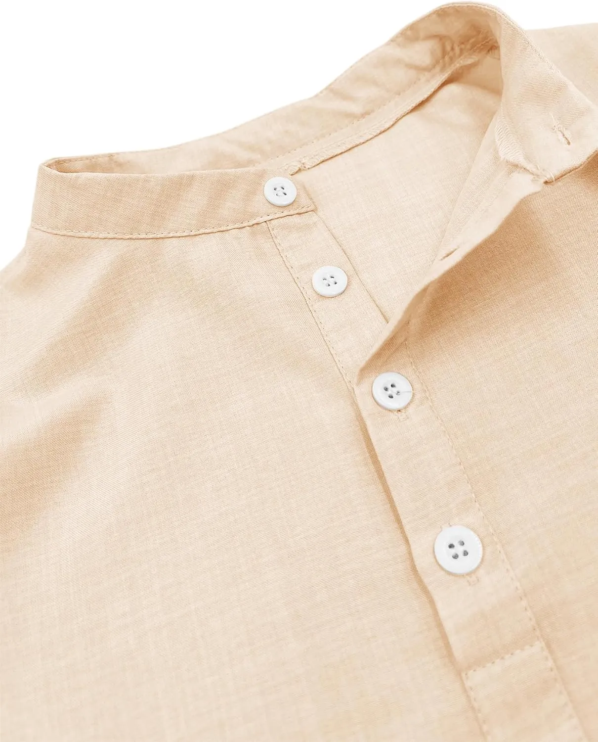 Sunborui Boys 3/4 Sleeve Linen Henley Shirts Summer Button Up Dress Shirts Casual Lightweight Tees Tops