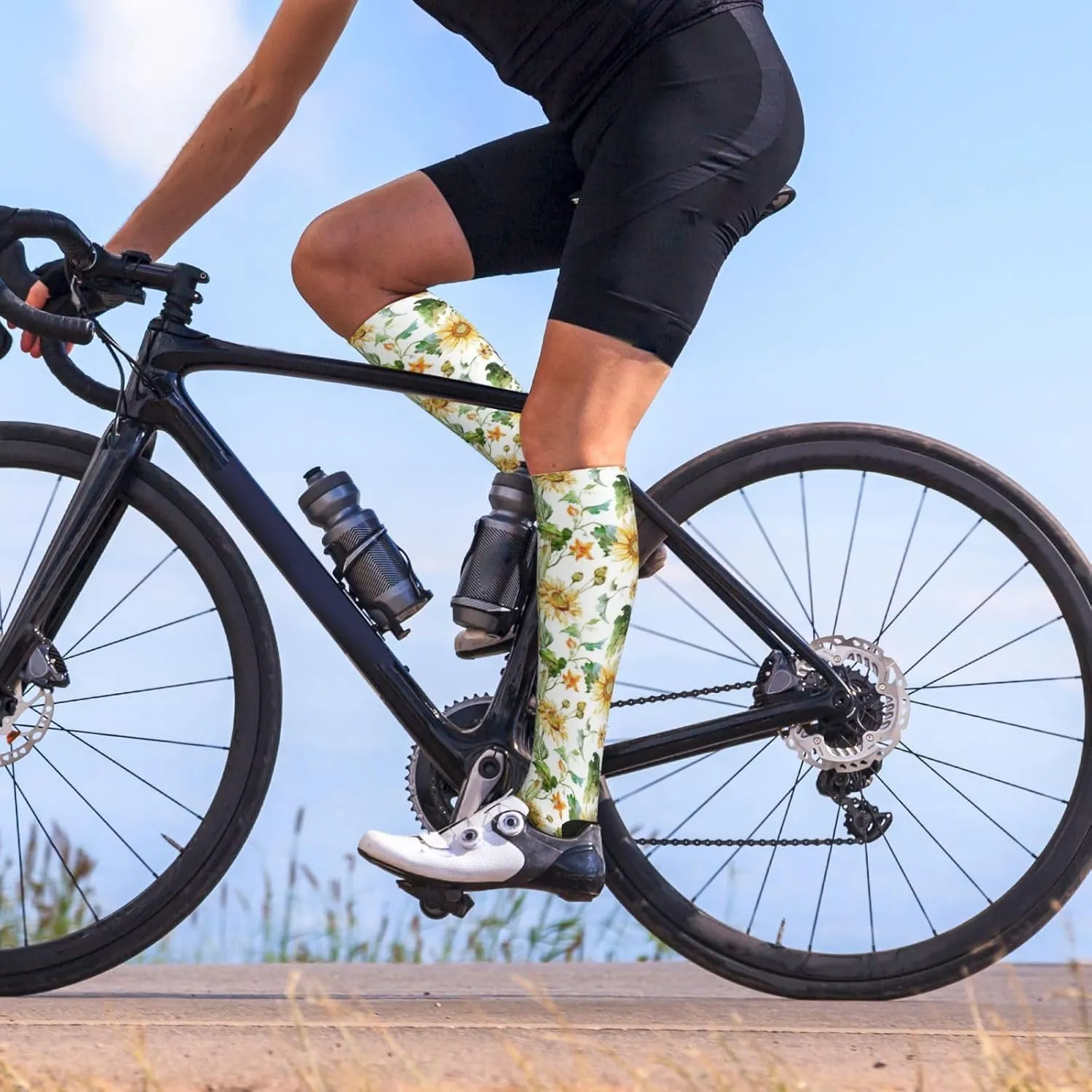 Sunflower and Corn Print Circulation Compression Socks For Plantar Fasciitis Edema And Post Surgery