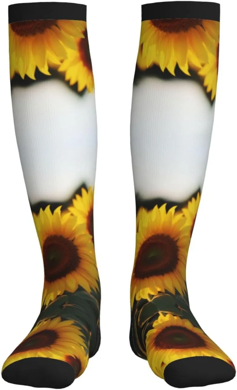 Sunflower Field Print Circulation Compression Socks For Plantar Fasciitis Edema And Post Surgery