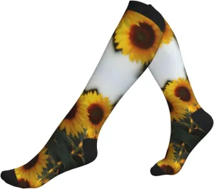Sunflower Field Print Circulation Compression Socks For Plantar Fasciitis Edema And Post Surgery