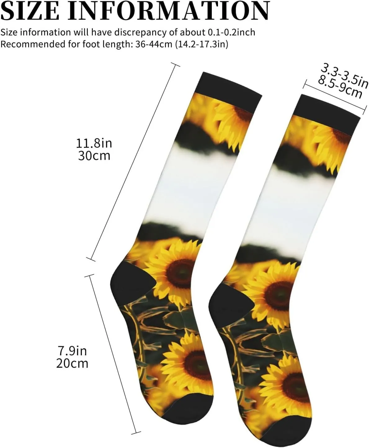 Sunflower Field Print Circulation Compression Socks For Plantar Fasciitis Edema And Post Surgery