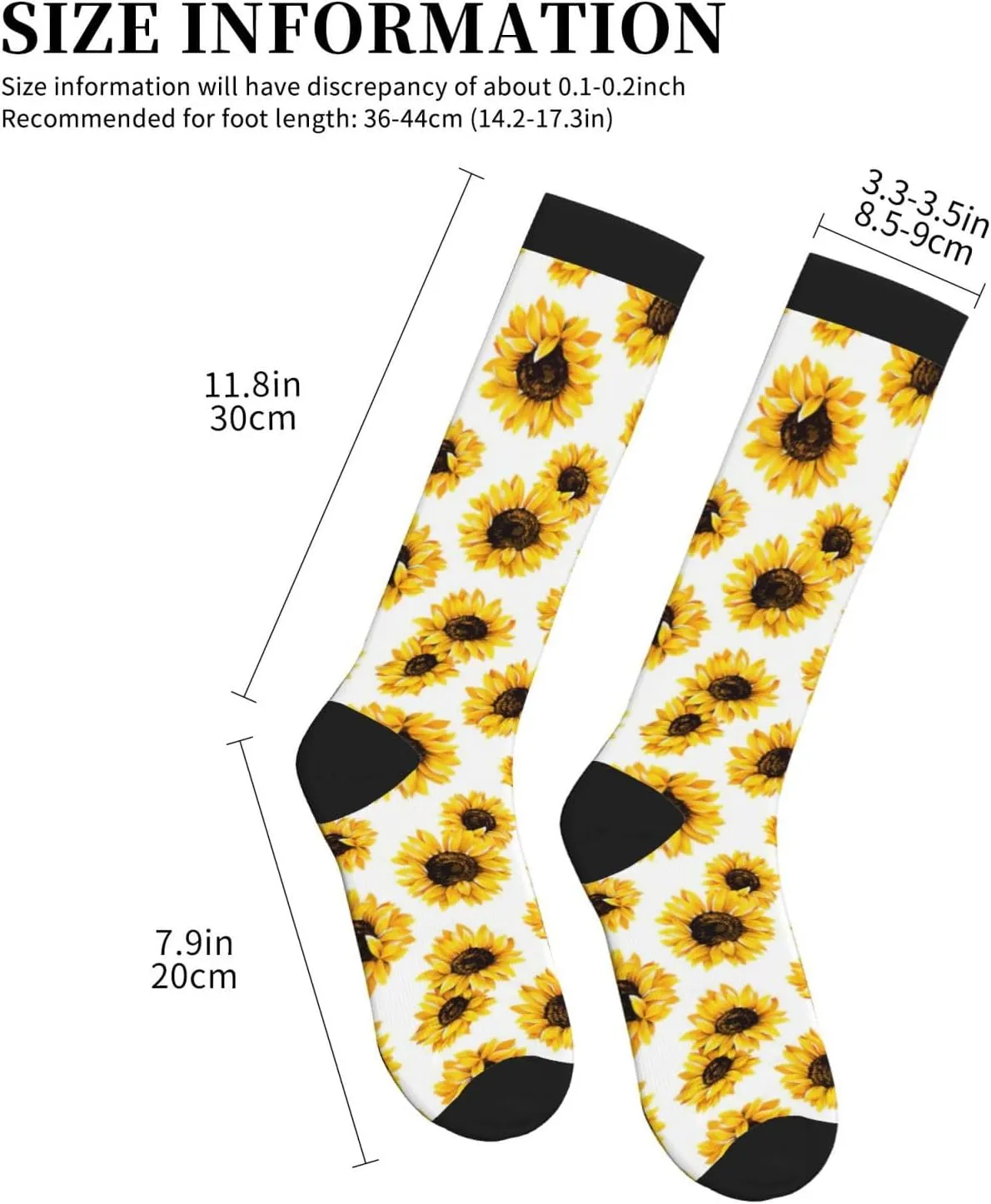 sunflower Print Circulation Compression Socks For Plantar Fasciitis Edema And Post Surgery