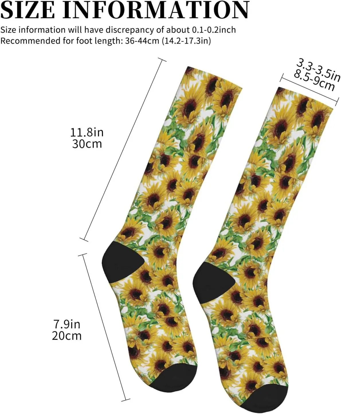 Sunflower. Print Circulation Compression Socks For Plantar Fasciitis Edema And Post Surgery