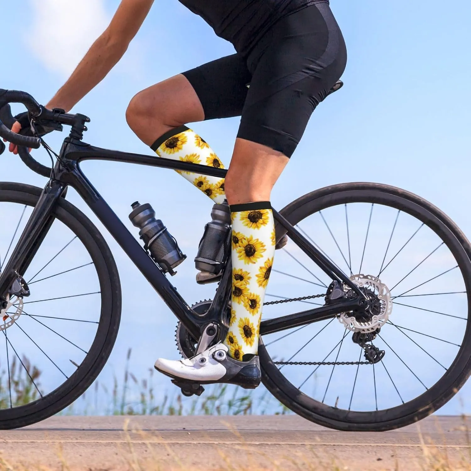 sunflower Print Circulation Compression Socks For Plantar Fasciitis Edema And Post Surgery