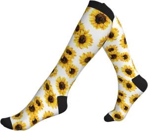 sunflower Print Circulation Compression Socks For Plantar Fasciitis Edema And Post Surgery
