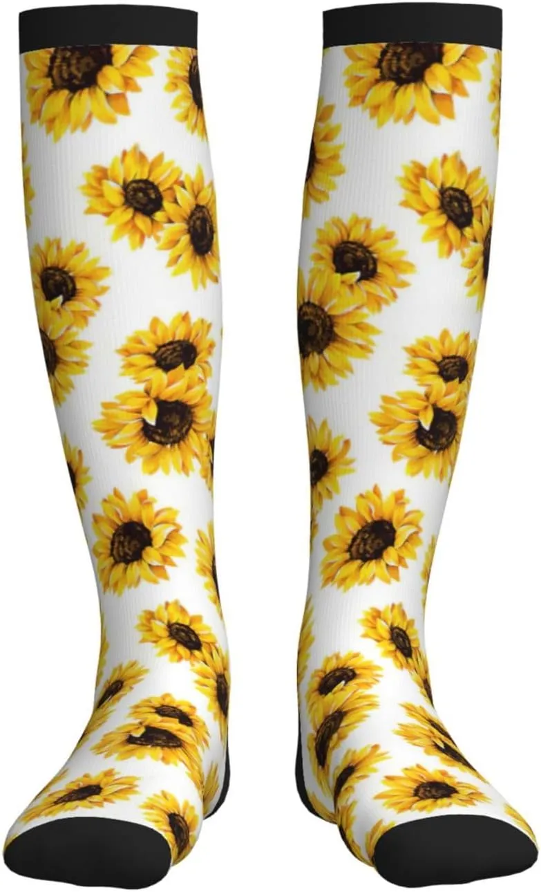 sunflower Print Circulation Compression Socks For Plantar Fasciitis Edema And Post Surgery