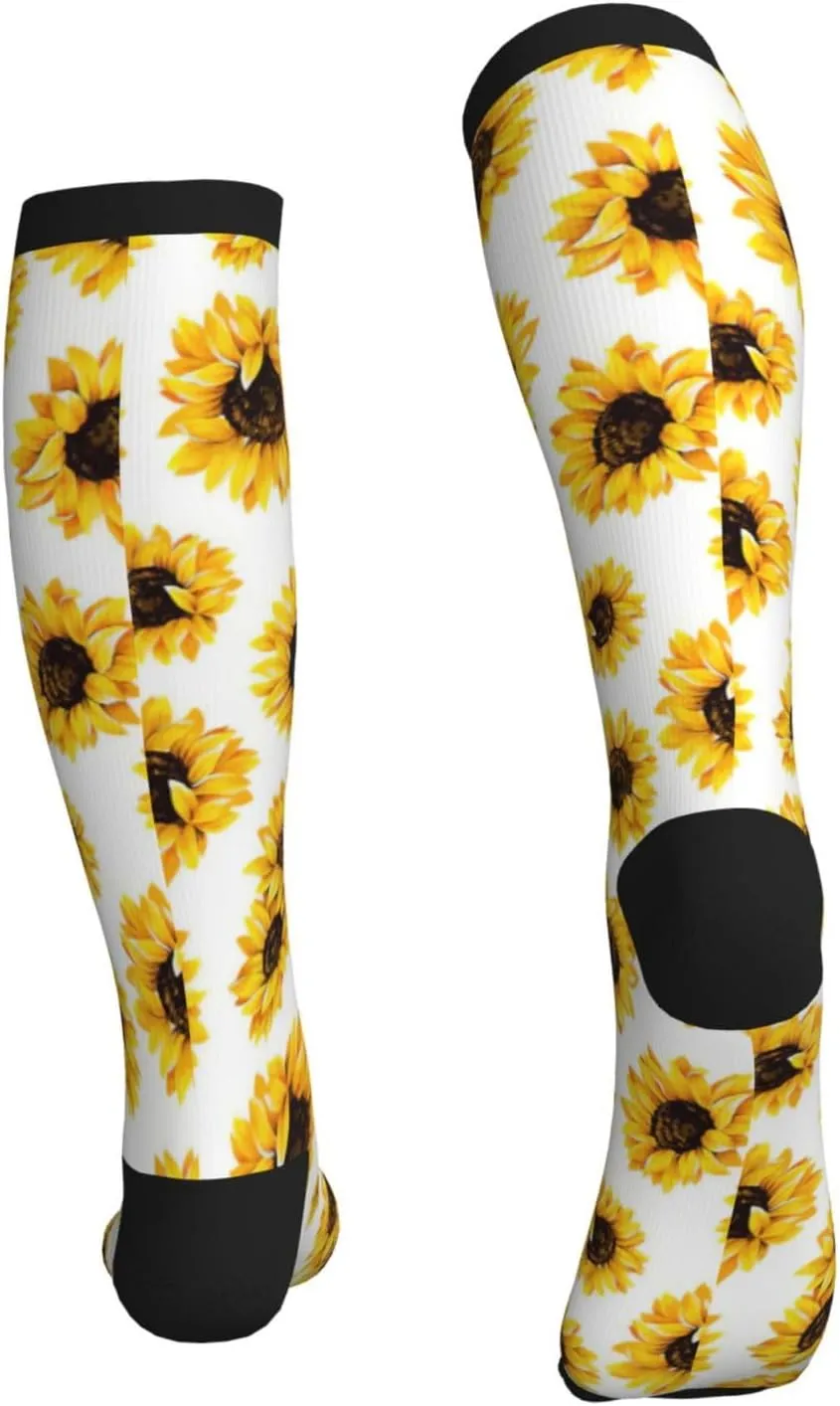 sunflower Print Circulation Compression Socks For Plantar Fasciitis Edema And Post Surgery