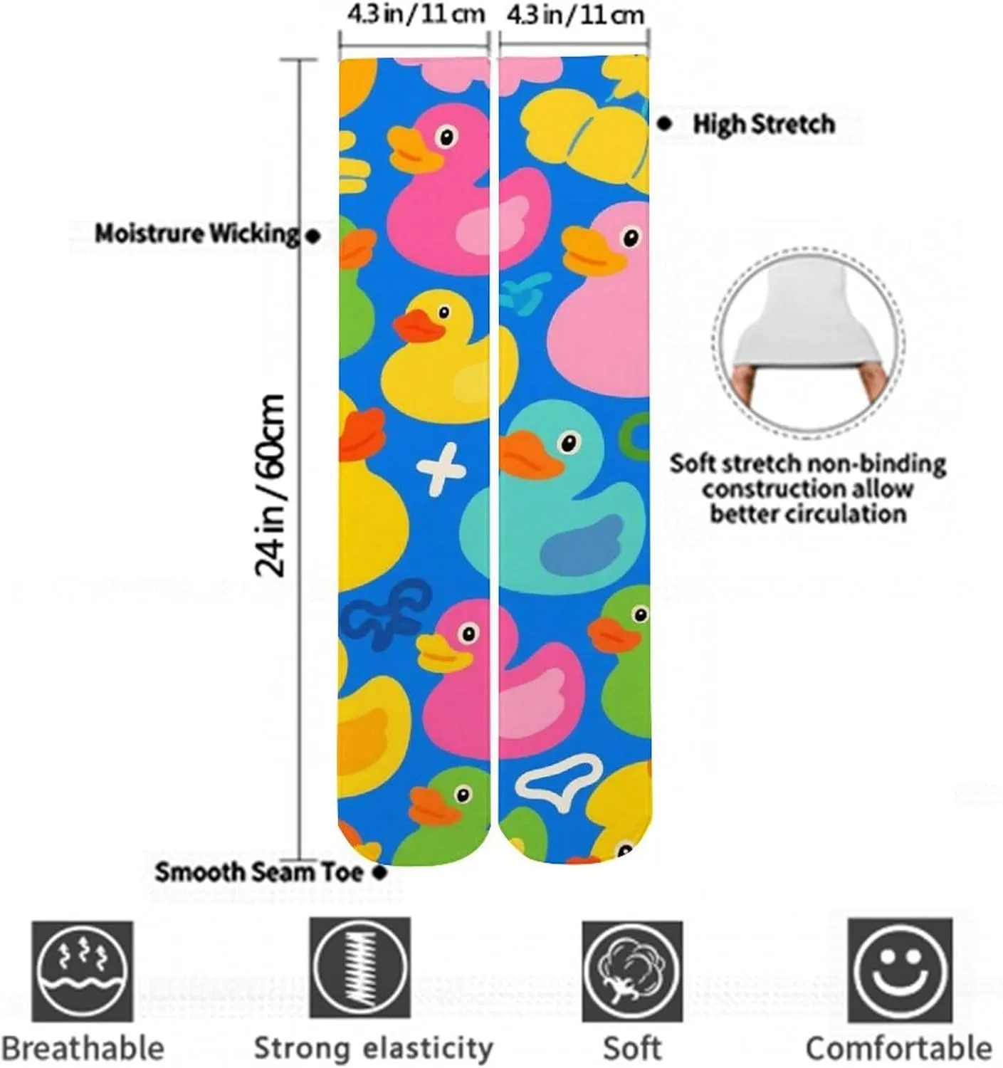 Supdreamc Women Girls Soft Cotton Moisture Wicking Crew Dress Socks Knee High No Show Socks