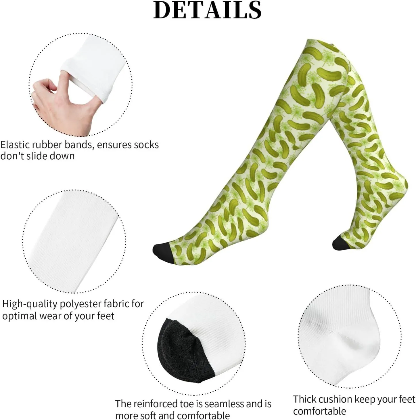 Sushi Dill Pickles Print Circulation Compression Socks For Plantar Fasciitis Edema And Post Surgery