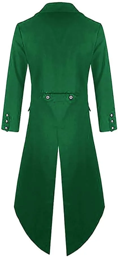Sxfashbrd Men's Steampunk Tailcoat Tuxedo Suits 2 Piece Slim Fit Long Jacket Gothic Frock Trench Victorian Halloween Uniform
