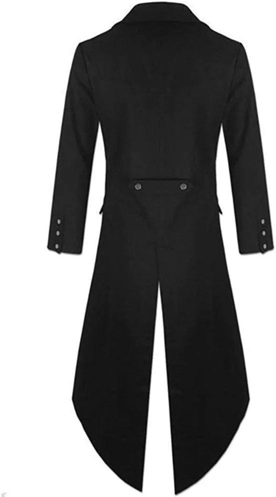 Sxfashbrd Men's Steampunk Tailcoat Tuxedo Suits 2 Piece Slim Fit Long Jacket Gothic Frock Trench Victorian Halloween Uniform