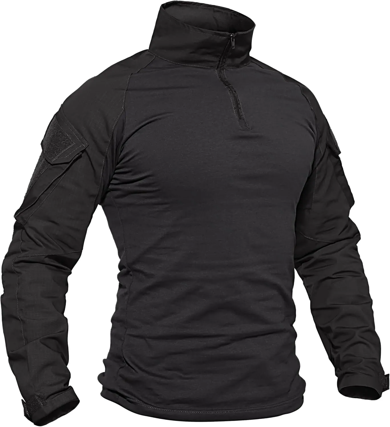 TACVASEN Men's Tactical Shirt Long Sleeve Combat Shirt 1/4 Zip with Pockets Military Army Paintball Airsoft Breathable