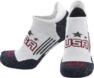 TCK USA No Show Socks for Men & Women - Cushioned Patriotic Low Cut | Moisture Wicking, Breathable