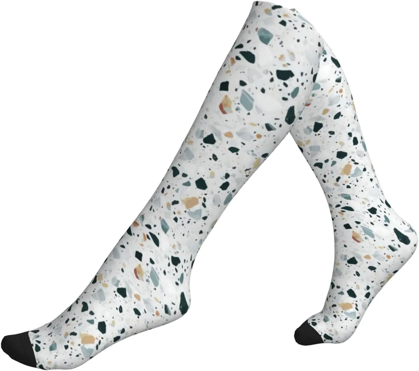 Terrazzo Marble Pastel Print Circulation Compression Socks For Plantar Fasciitis Edema And Post Surgery